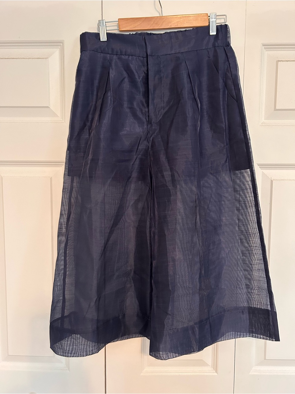 dolan Navy A-Line Sheer Midi Skirt